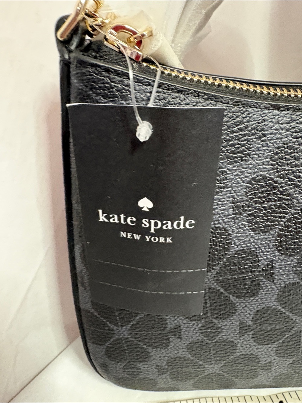 kate spade Black Floral-Print Shoulder Bag with Gold Logo - Picture 3 of 8